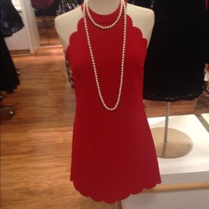 SCALLOPED HALTER DRESS